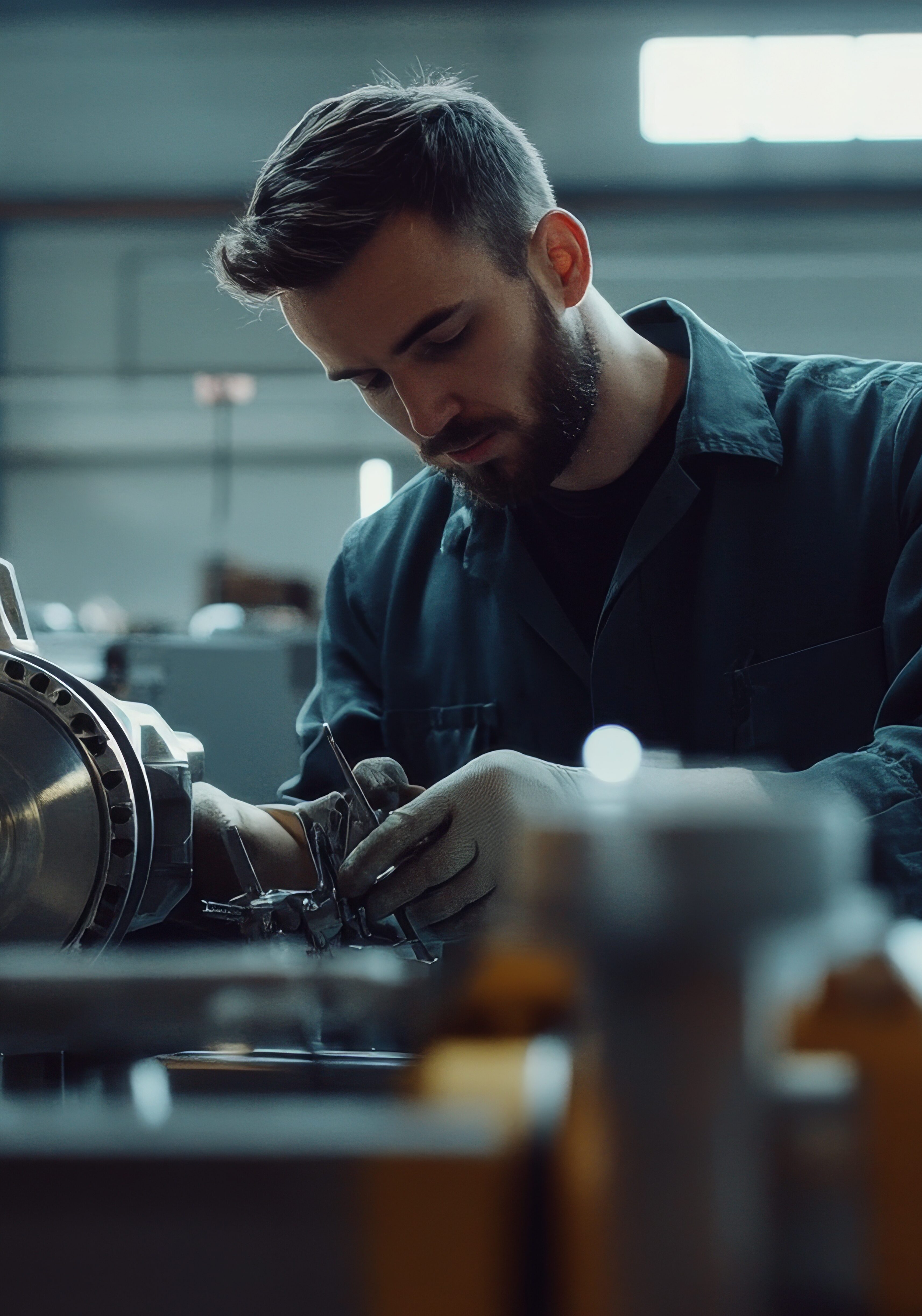 Industrial workshop. Technicians repairing machinery. Showcasing technical skills and maintenance. Ideal for industrial training materials. Industrial workshop. Technicians repairing machinery. Showcasing technical skills and maintenance. Ideal for industrial training materials.